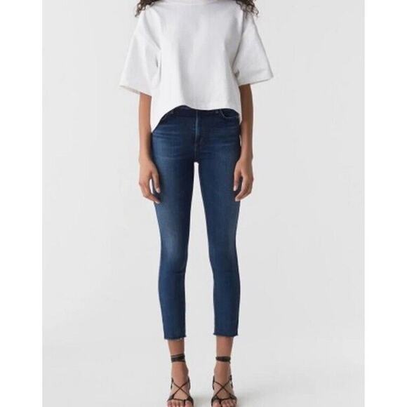 Agolde Denim - AGOLDE Sophie High Rise Crop Skinny Raw Hem Indigo Jeans Size 28